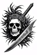 Oya storm tattoo, Ogun machete, Elegua rock, Muertos skull tattoo design idea