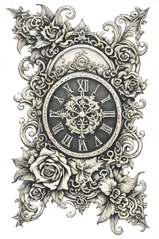 filagree with cross and time tattoo design idea