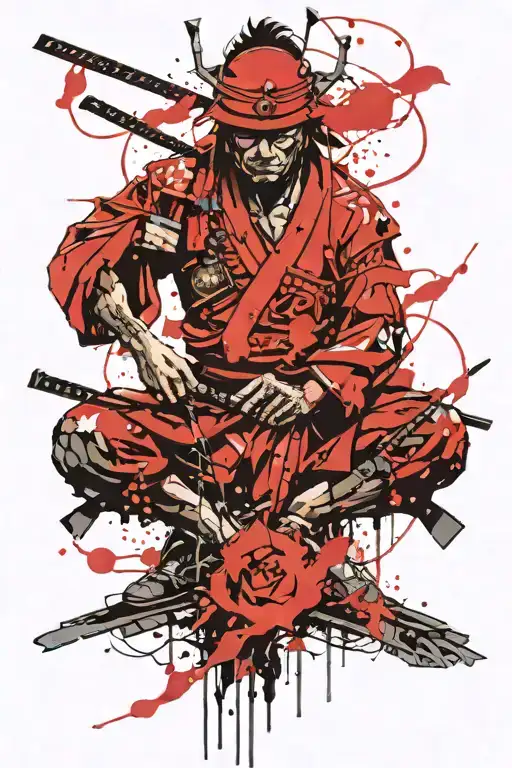 meditating samurai tattoo design idea