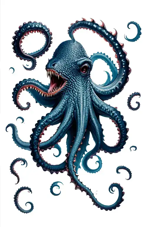 kraken wrapping its tentacles tattoo design idea