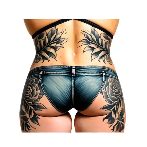 Buttocks tattoo design idea