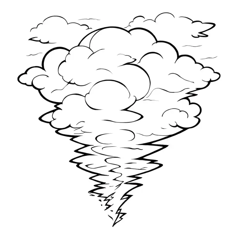 tornado, clouds with lightning storms tattoo design idea