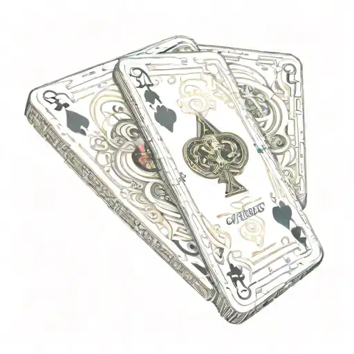 Ace of Hearts playing card inside which are depicted: a Rolls Royce car, an expensive watch, a gun, gold chains, diamond tattoo design idea