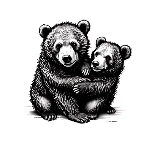 bear cubs playing tattoo design idea