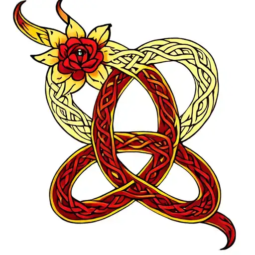 celtic love knot with infinite  tattoo design idea