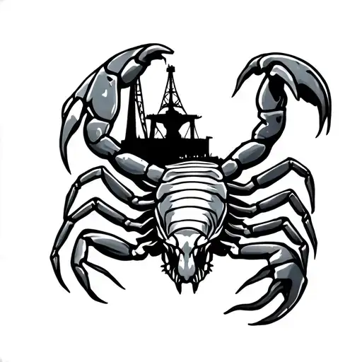 scorpion with land oil rig tattoo design idea