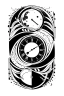 2 digital clocks side by side a moon 12/04/2022 and the sun to have 8:13 - 23/09/2024  tattoo design idea