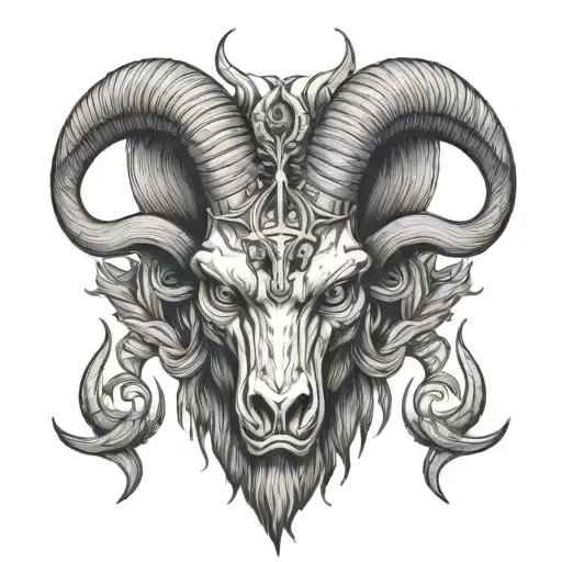 baphomet head tattoo design idea