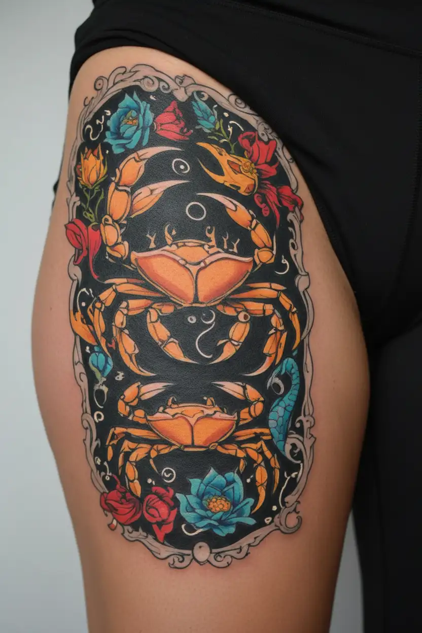 Cancer crab and the Leo tattoo design idea