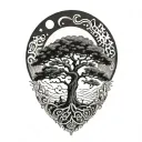 tree of life and sun and moon tattoo design idea