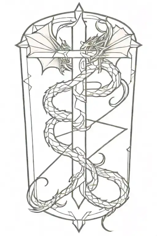 dragon wrapping around a cross tattoo tattoo design idea