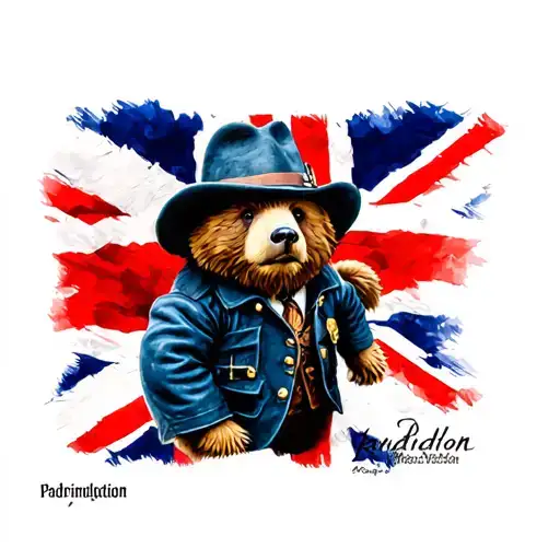 Paddington bear union jack tattoo design idea