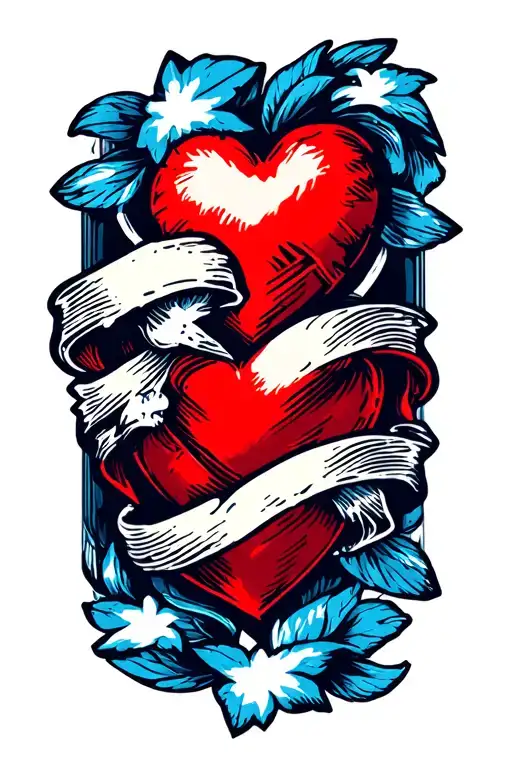 small 3d red heart tattoo design idea