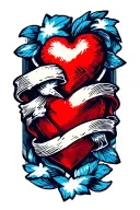 small 3d red heart tattoo design idea