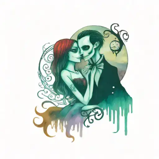 jack and sally from the nightmare tattoo design idea