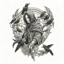 Itachi Uchiha with crows tattoo design idea