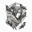 Itachi Uchiha with crows tattoo design idea