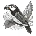 a flying puffin  tattoo design idea