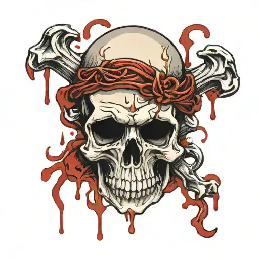 skull with blood dripping from it tattoo design idea
