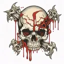 skull with blood dripping from it tattoo design idea