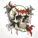 skull with blood dripping from it tattoo design idea