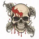skull with blood dripping from it tattoo design idea