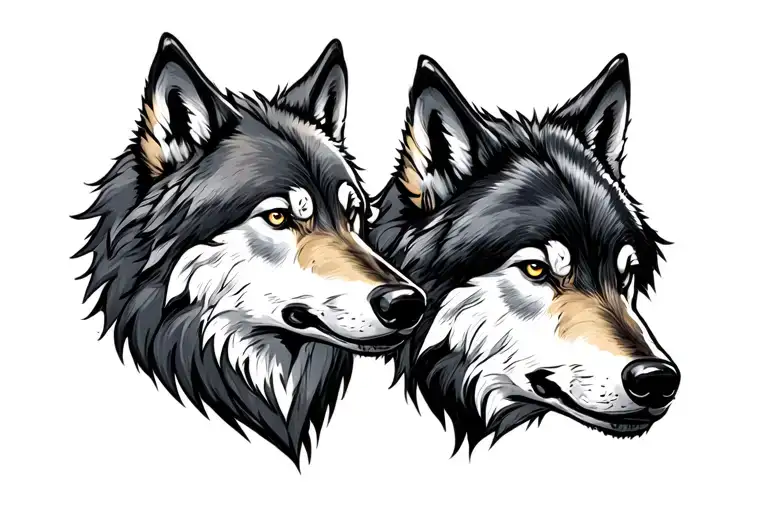 good wolf bad wolf chest tattoo design idea