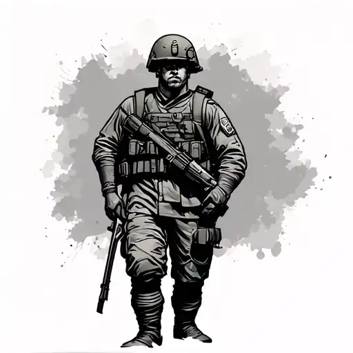 11b infantry soldier standing tattoo design idea
