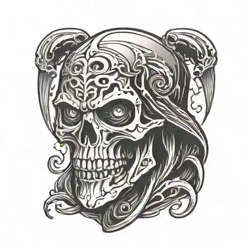 reaper face tattoo design idea