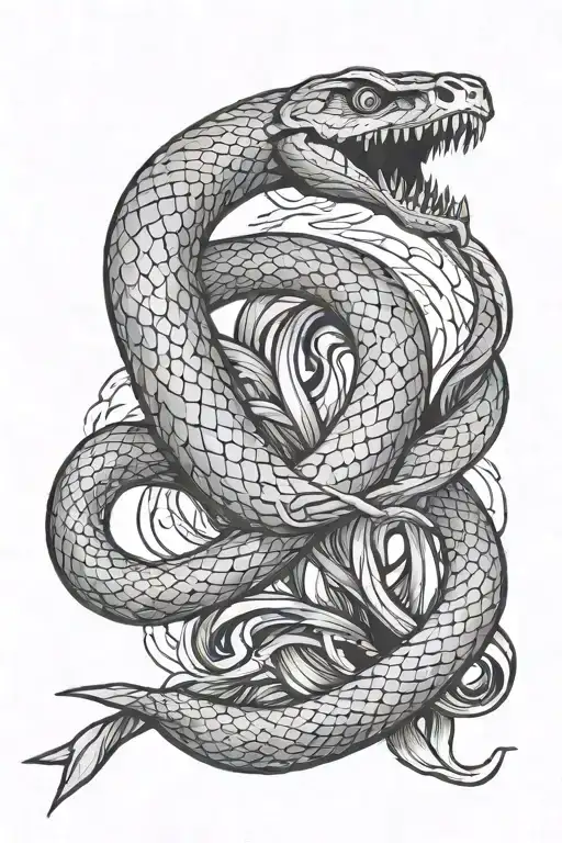 snake wrapped around scythe  tattoo design idea