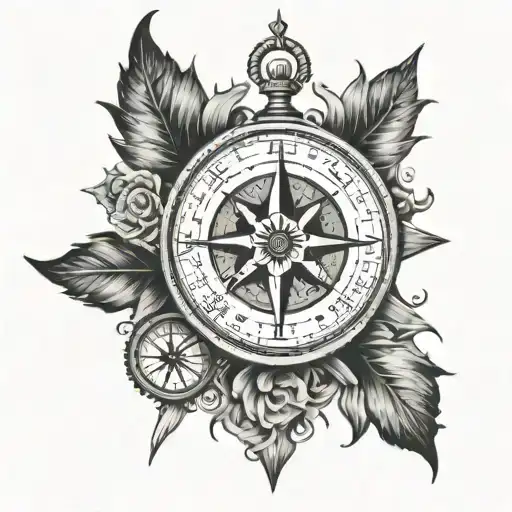 moral compass surrounded being thrown nd tattoo design idea