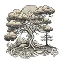 tree with gods greater than the highs and lows tattoo design idea