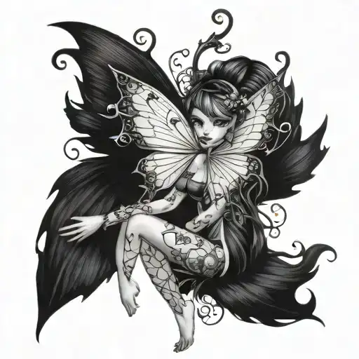gothic fairy tattoo design idea