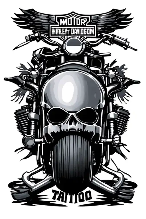 harley Davidson motorcycle tattoo design idea