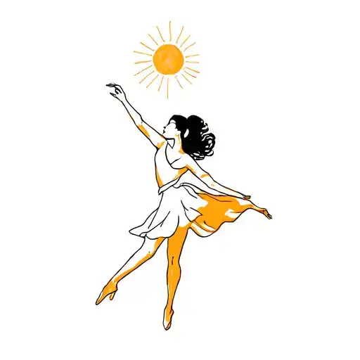 Dancer with a sun tattoo design idea