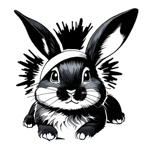 Bunny at a rave party scene tattoo design idea