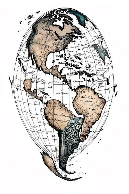 world adventure map tattoo design idea