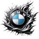 distorted bmw logo incorporated into the design tattoo design idea