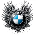 distorted bmw logo incorporated into the design tattoo design idea