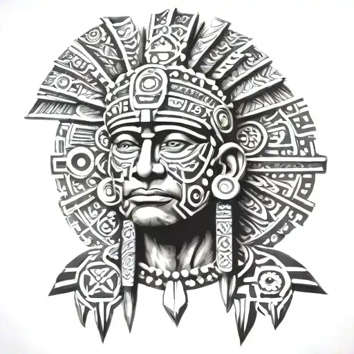 aztec tribal patterns tattoo design idea