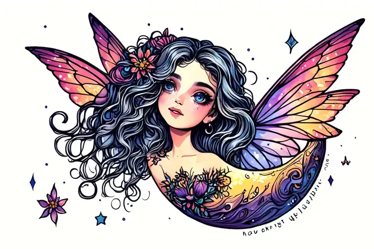 moon fairy tattoo design idea