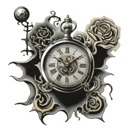 dali melthing clock face tattoo design idea