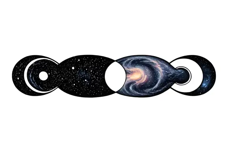 galaxy Yin-Yang symbol color black and white tattoo design idea