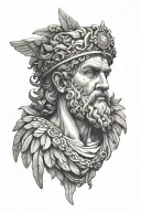 Hermes god greek art greek hair and winged crown tattoo design idea