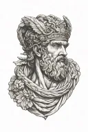 Hermes god greek art greek hair and winged crown tattoo design idea