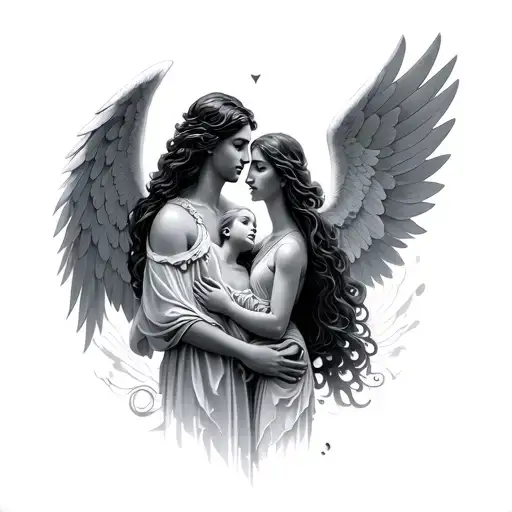 god, archangels, law of attraction and family tattoo design idea