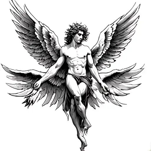 icarus falling tattoo design idea