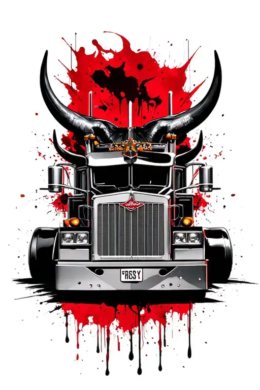 peterbilt logo with bull horns tattoo design idea