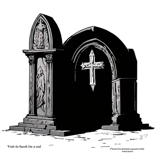 tomb of king arthur with the date the deceased was born tattoo design idea