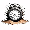 roman clock pulled into sand clock melting tattoo design idea